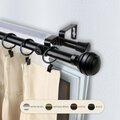 Kd Encimera 0.8125 in. Louise Double Curtain Rod with 66 to 120 in. Extension, Black KD3714628